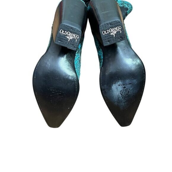 Old Gringo Black Leather Snip Toe Snake Skin Outlay Cowboy Boot Women Size  7B - Picture 8 of 12